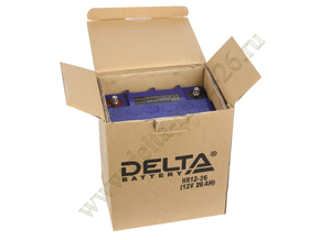Открытая коробка с аккумулятором Delta HR 12-26